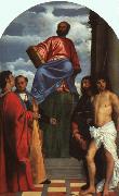 TIZIANO Vecellio St. Mark Enthroned with Saints t oil painting on canvas